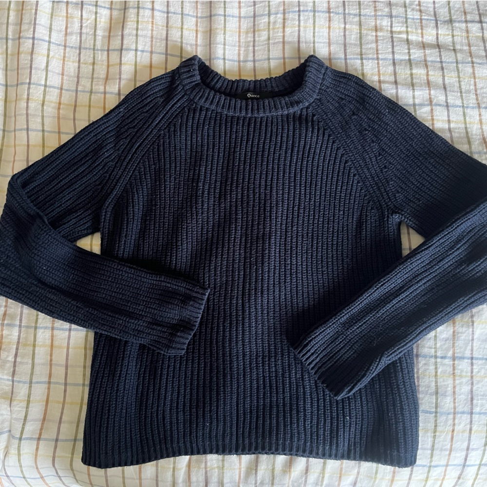 Quince organic cotton fisherman sweater - navy